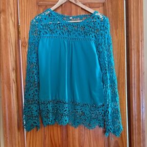Elegant Teal Lace Women's Top